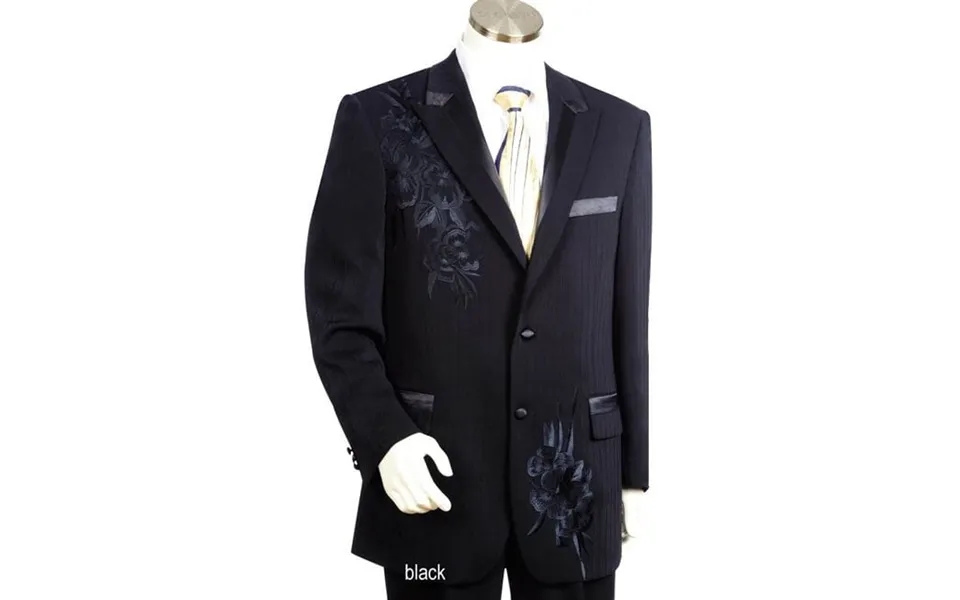 Slim Fit Flat Front Pants Canto Men's Embroidered 2-piece Fashion Suit Jacket & Slim Fit Pants