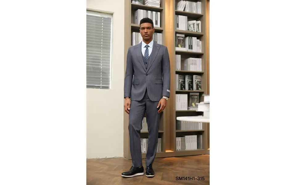 Stacy Adams Men's 3pc Hybrid Suit Reversible Vest Contemporary & Bold