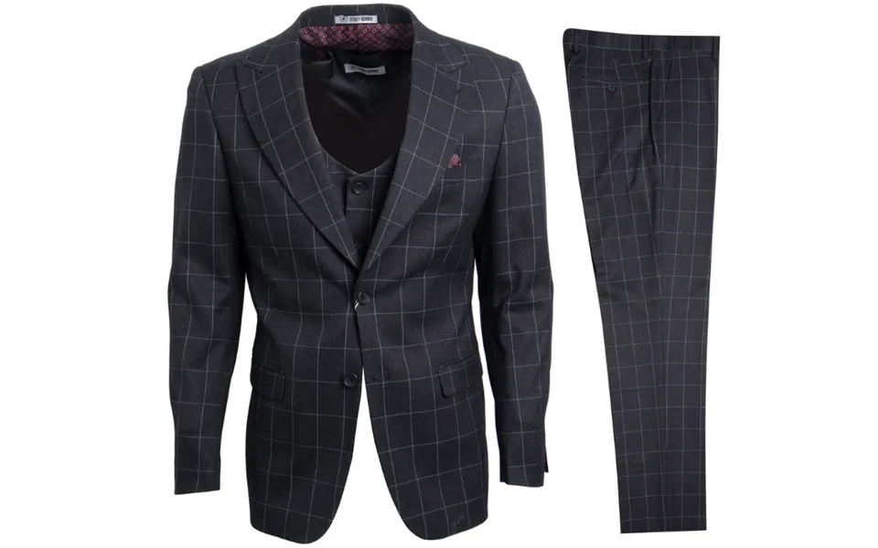 Stacy Adams Men's Slim Fit Windowpane 3-piece Executive Suit