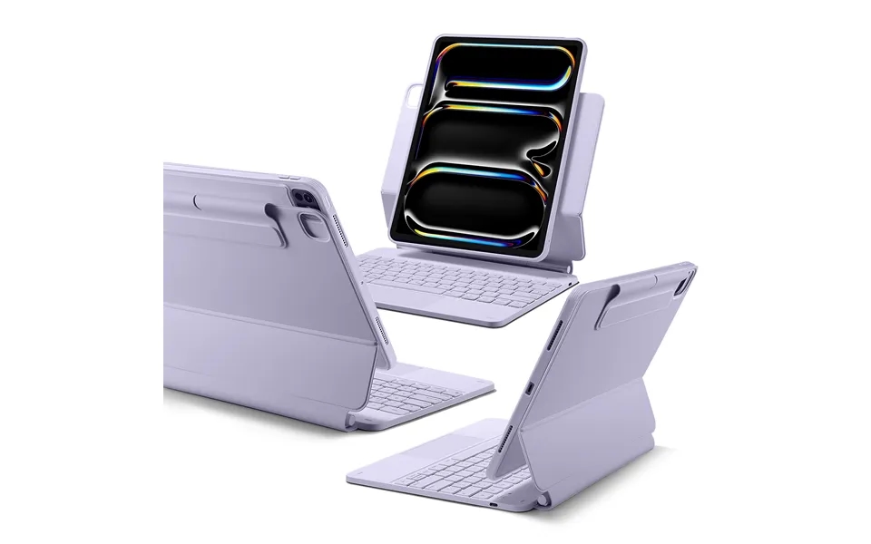 Ipad Pro 13 2024 Rebound Magnetic Keyboard Case 360 Uk Layout-purple