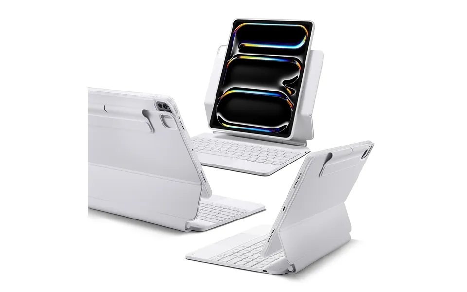 Ipad Pro 13 2024 Rebound Magnetic Keyboard Case 360 Uk Layout-white