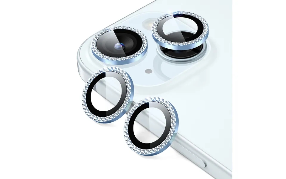 Iphone 15 15 Plus Tempered-glass Lens Protectors Rhinestone Dark Blue