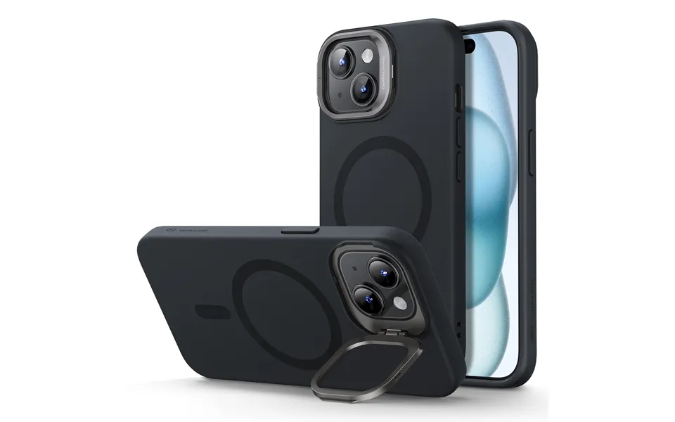 Iphone 15 Cloud Soft Case With Stash Stand Halolock Black