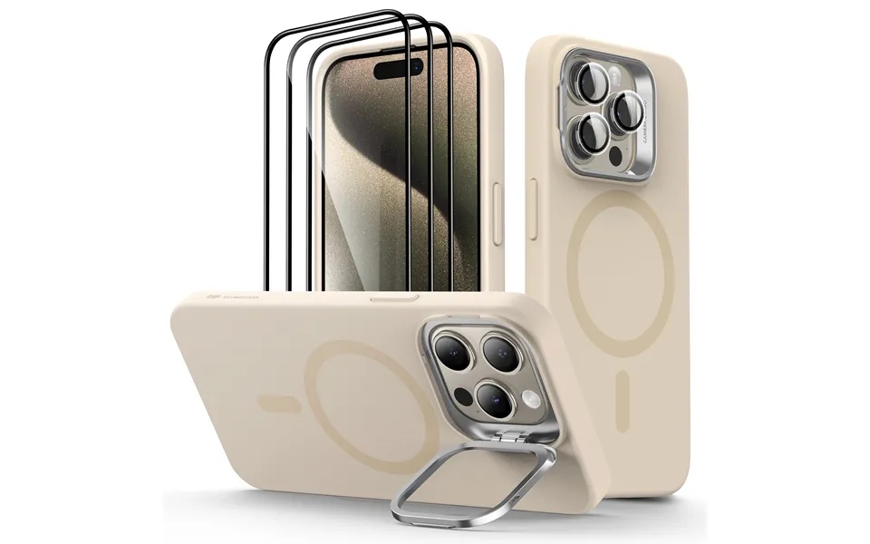 Iphone 15 Pro Max Cloud Soft Case With Stash Stand Protection Bundle Light Tan