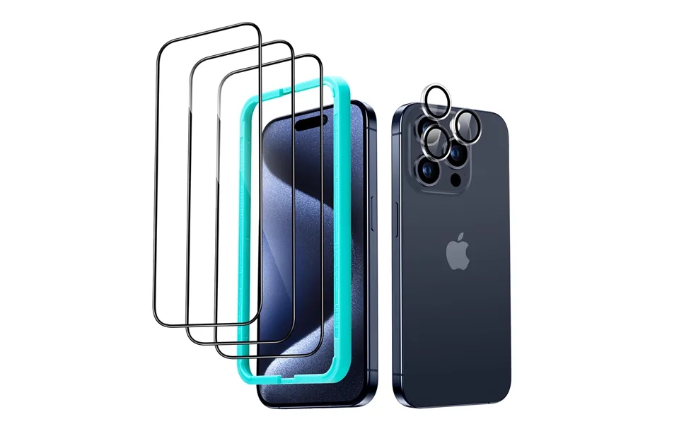 Iphone 15 Pro Max Tempered-glass Screen Protector Set 3 Screen Protectors 1 Set Of Lens Protectors