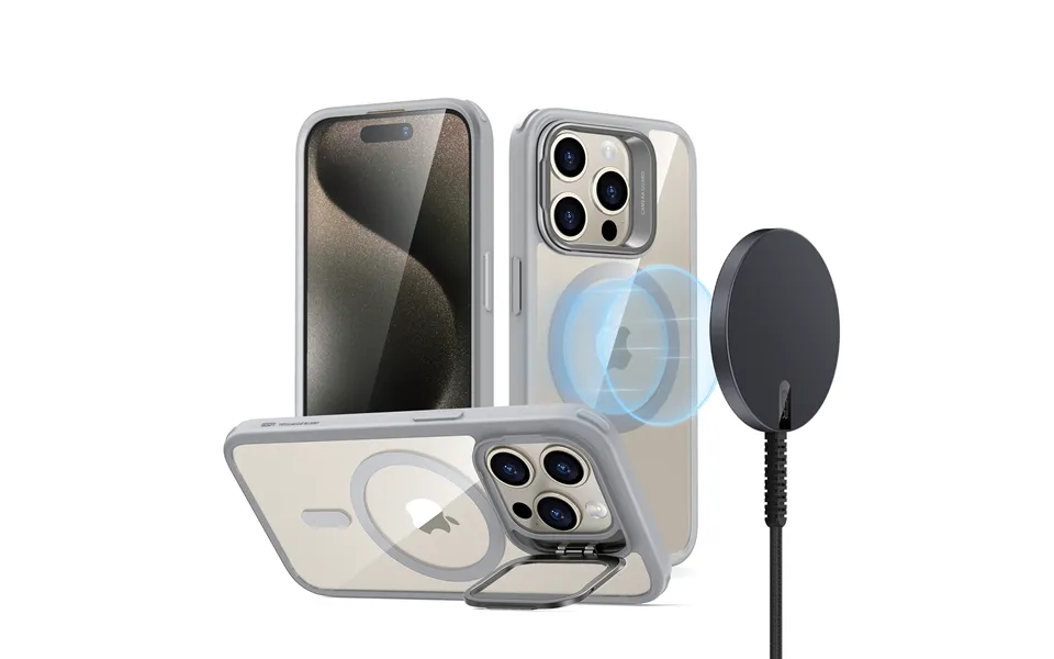 Iphone 15 Pro Snap-and-stand Charging Bundle Clear Grey