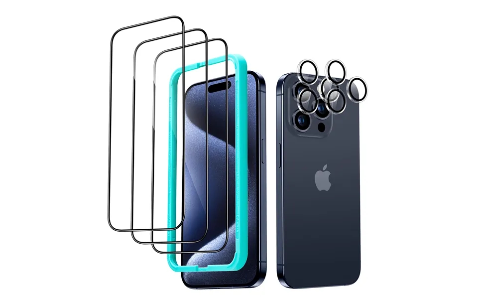 Iphone 15 Pro Tempered-glass Screen Protector Set 3 Screen Protectors 2 Sets Of Lens Protectors