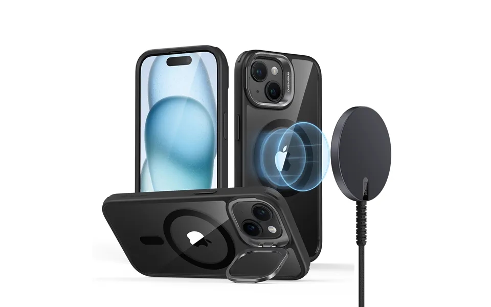 Iphone 15 Snap-and-stand Charging Bundle Clear Black