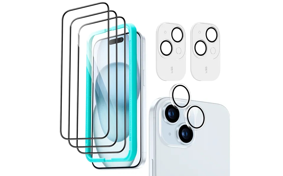 Iphone 15 Tempered-glass Screen Protector Set 3 Screen Protectors 2 Sets Of Lens Protectors