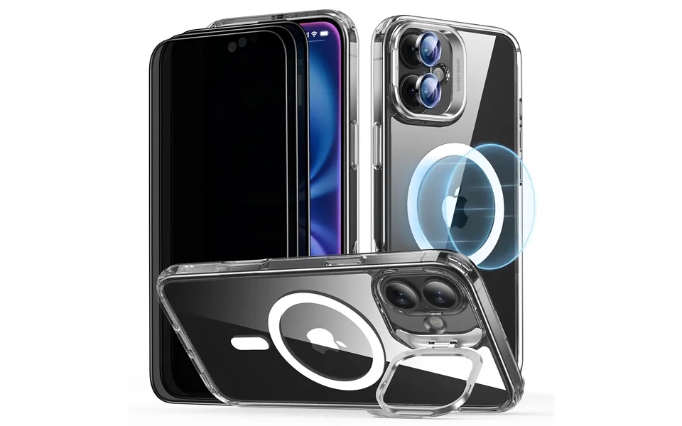 Iphone 16 Classic Hybrid With Stash Stand Privacy Protection Bundle Clear