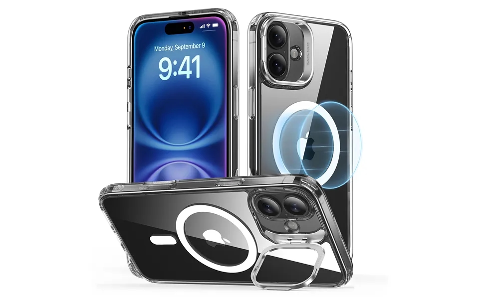 Iphone 16 Plus Classic Hybrid Case With Stash Stand Halolock Clear