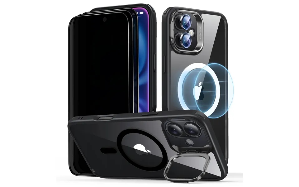 Iphone 16 Plus Classic Hybrid With Stash Stand Privacy Protection Bundle Clear Black