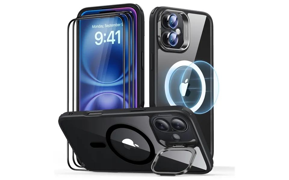 Iphone 16 Plus Classic Hybrid With Stash Stand Protection Bundle Clear Black