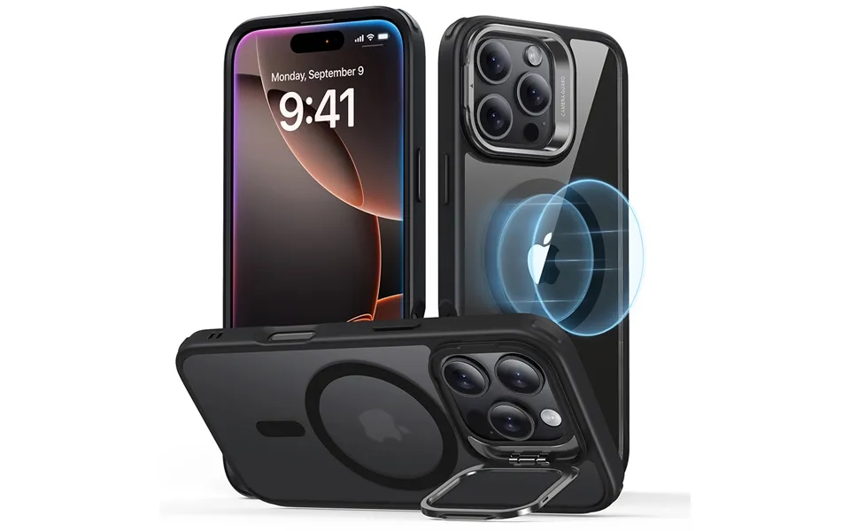 Iphone 16 Pro Classic Hybrid Case With Stash Stand Halolock Clear Black