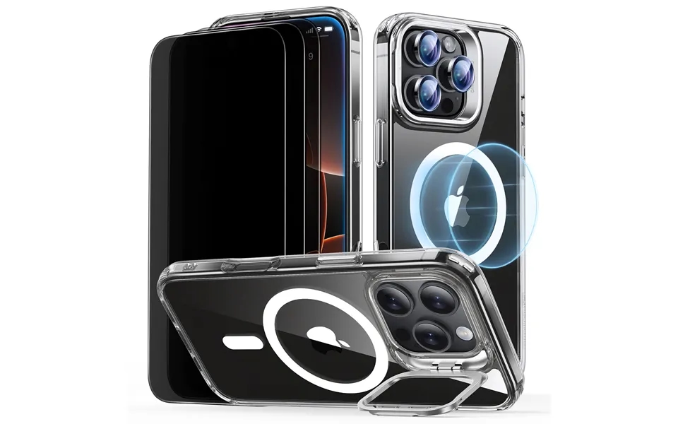 Iphone 16 Pro Classic Hybrid With Stash Stand Privacy Protection Bundle Clear