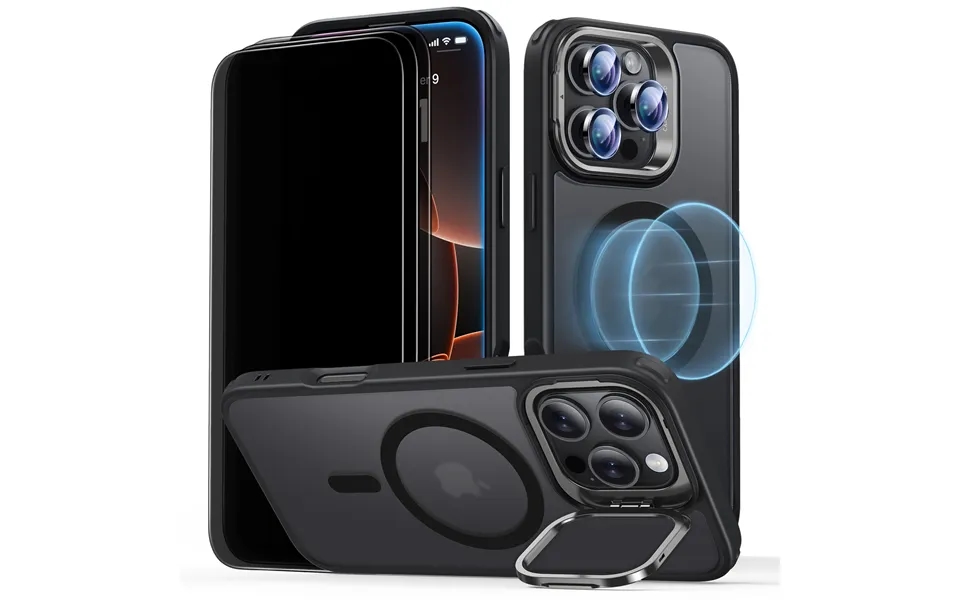 Iphone 16 Pro Max Classic Hybrid With Stash Stand Privacy Protection Bundle Frosted Black