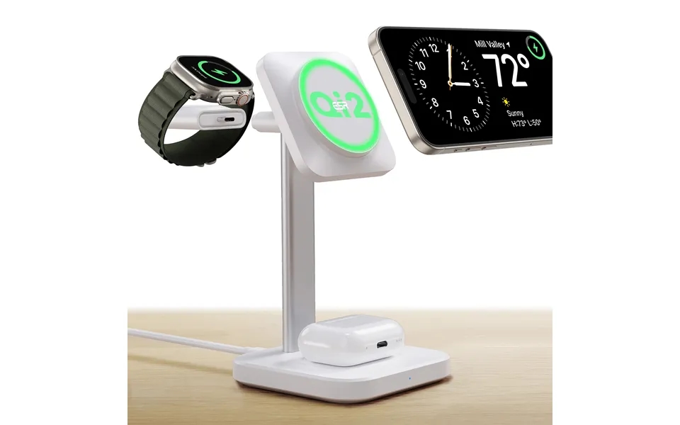 Qi2 3-in-1 Watch Wireless Charging Set Halolock White