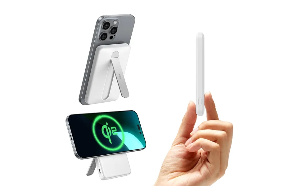 Qi2 5,000 Mah Magslim Kickstand Power Bank White