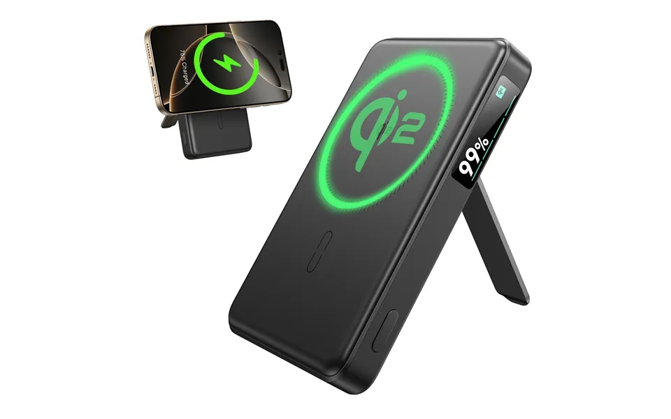 Qi2 Magslim Kickstand Power Bank 10k Black