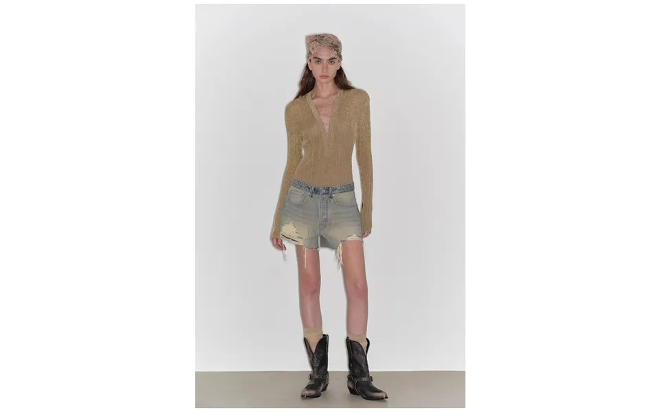 Blue And Pink Rhythm Retro And Fashionable A-line Silhouette - Ripped And Slim-fitting Denim Shorts