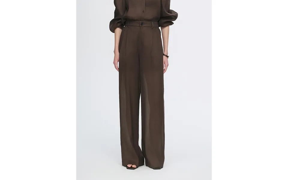 Breathable Mulberry Silk Linen Long-sleeved Shirt And Trousers Set - S Pants Brown