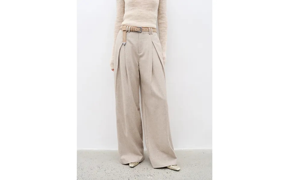 City Stroll Casual And Relaxed Wool-blend Double-pleated Straight Draped Wide-leg Casual Trousers For Autumn - L Light K