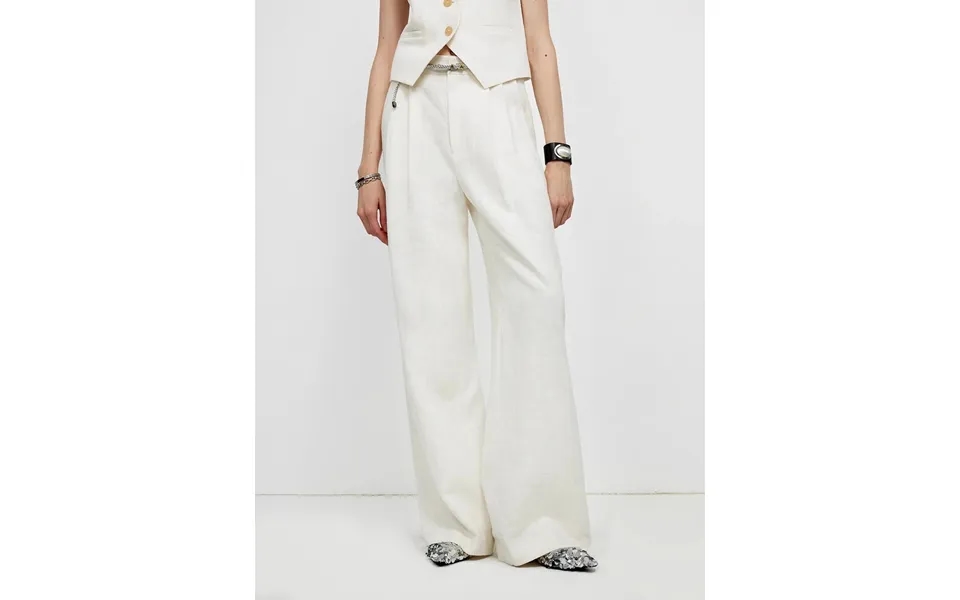 Diary Of An Old Friend Customized Breathable Ramie Oversize Suit Vest Set - L Beige White -pants