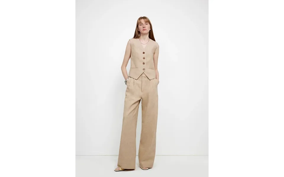 Diary Of An Old Friend Customized Breathable Ramie Oversize Suit Vest Set - L Dune Brown Set Vest Pants