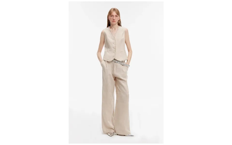 Diary Of An Old Friend Customized Breathable Ramie Oversize Suit Vest Set - Xs Beige Set Vest Pants