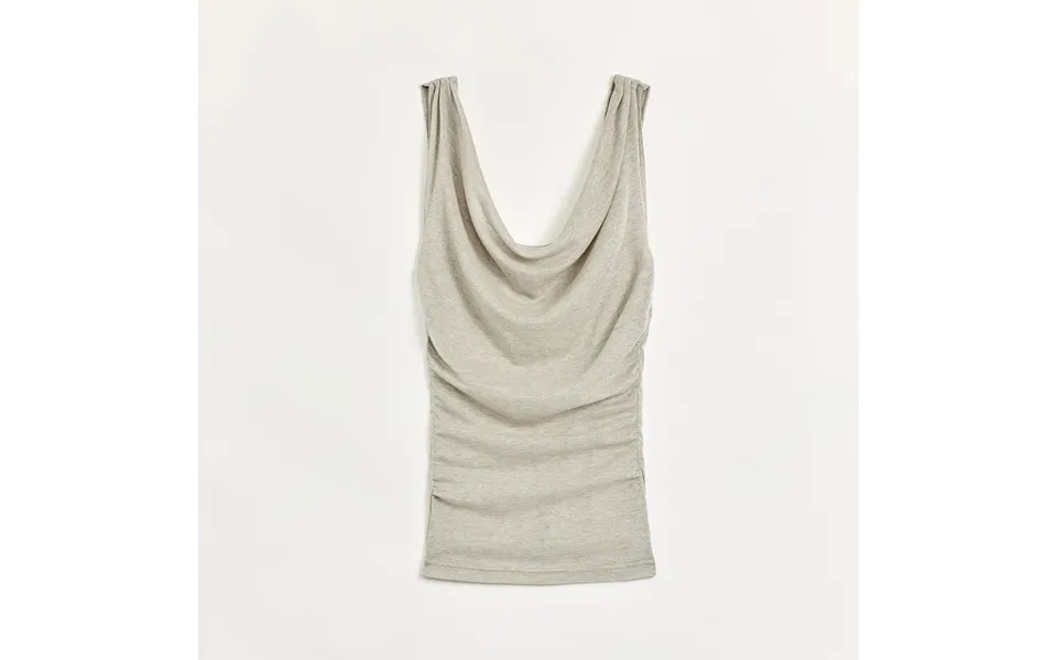 Energetic Encounter Modern Temperament Draped Neck Fitted Vest - L Apricot Silver