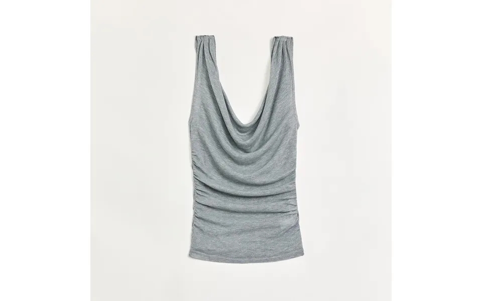 Energetic Encounter Modern Temperament Draped Neck Fitted Vest - S Flower Ash