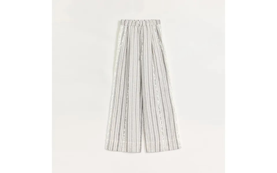 Fashion Tension Linen Vertical Stripe Drape Wide Leg Casual Pants - S Pink And Brown Stripes