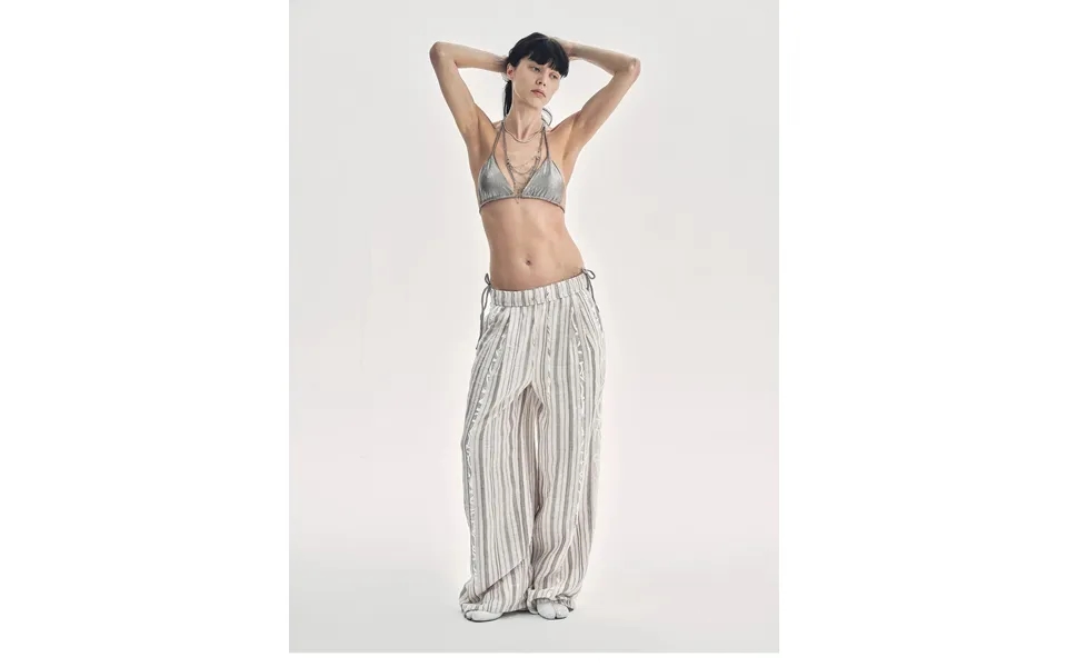 Fashion Tension Linen Vertical Stripe Drape Wide Leg Casual Pants