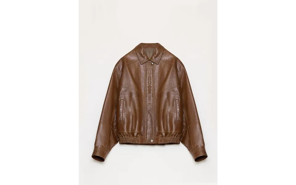Fashionable Luke Imported Waxed Sheep Leather Retro Work Jacket Coat For Women - L Yellowish Brown