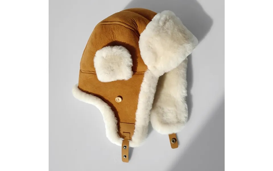 Merino Wool Warm Earmuffs Genuine Leather Suede Aviator Hat - Dark Brown M 56-58cm