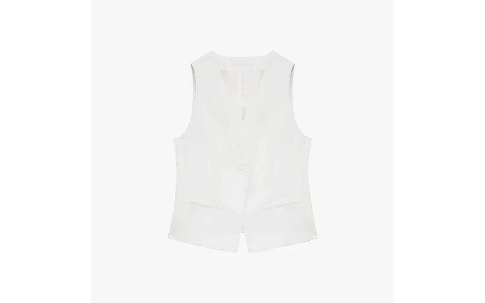 Old Money Space Linen Draped Vest And Straight Trousers Suit - M White-vest