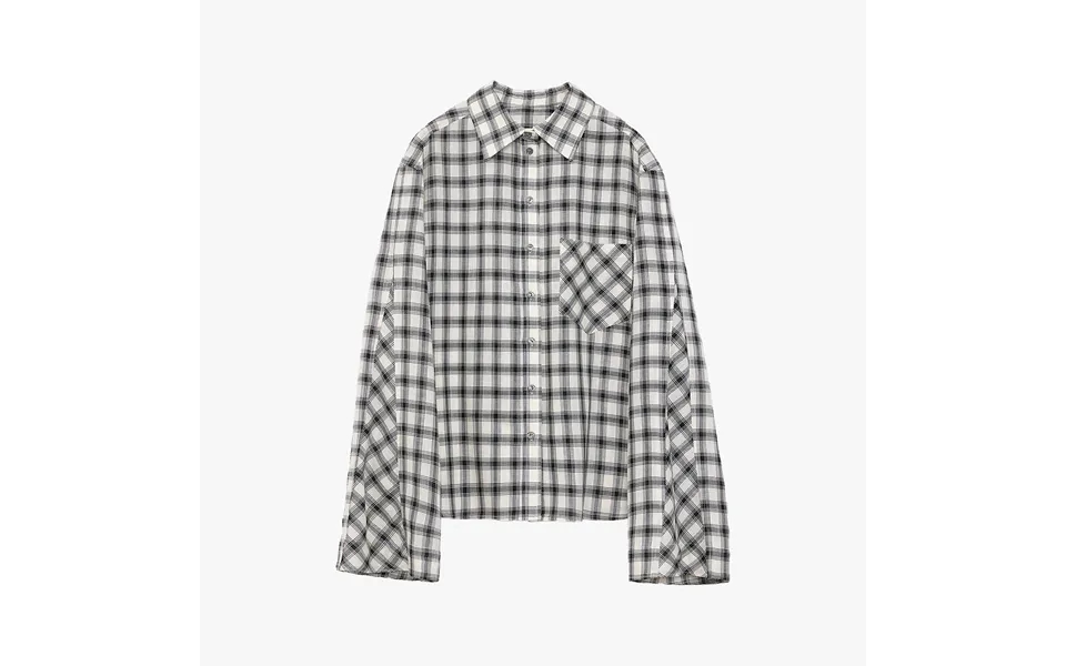 Style Diary Tencel Acetate Jacquard Check Dropped Shoulder Shirt - Black And White Dense Checkered Pattern L