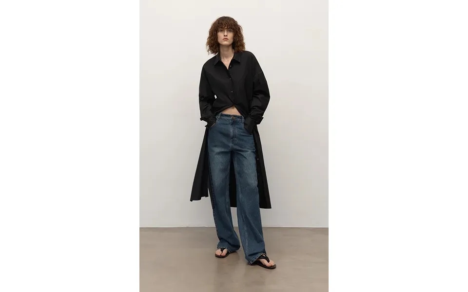 Top Grade Long-staple Cotton Basic Micro-stacked Straight Jeans