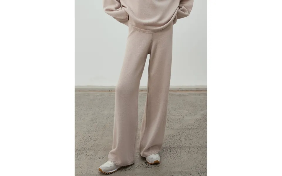 Wilderness Chasing Truth Minimalist Loose Wool Knit Pants - L Light Beige Gray-trousers