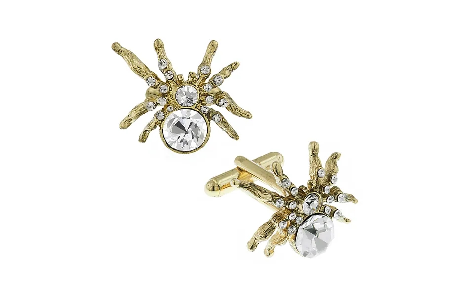 14k Gold Dipped Crystal Spider Cufflinks