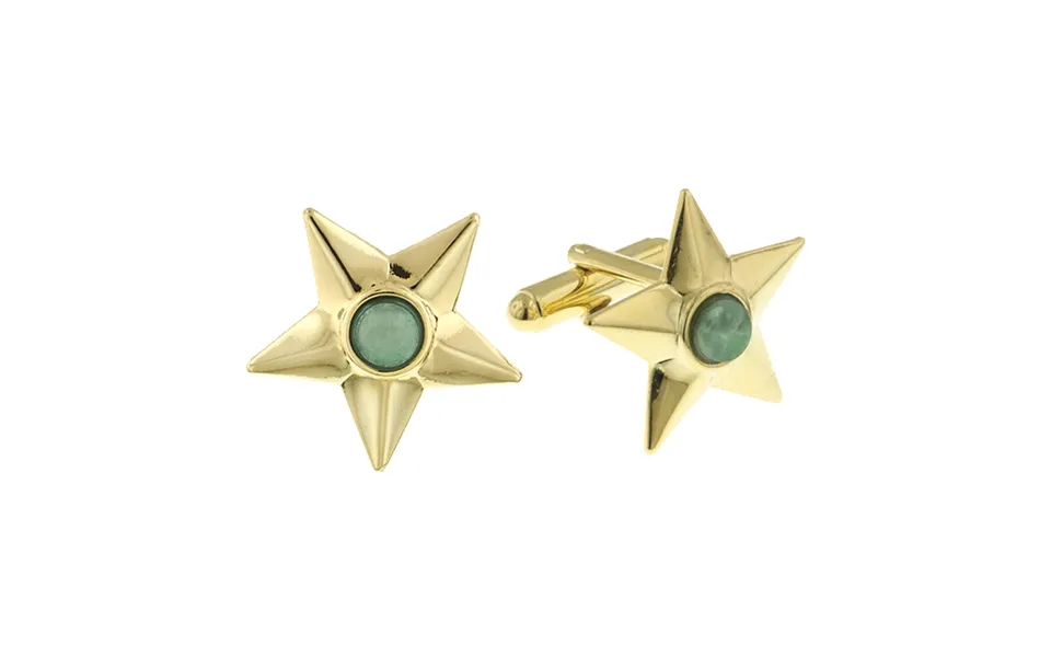 14k Gold Dipped Semi-precious Jade Star Cufflinks