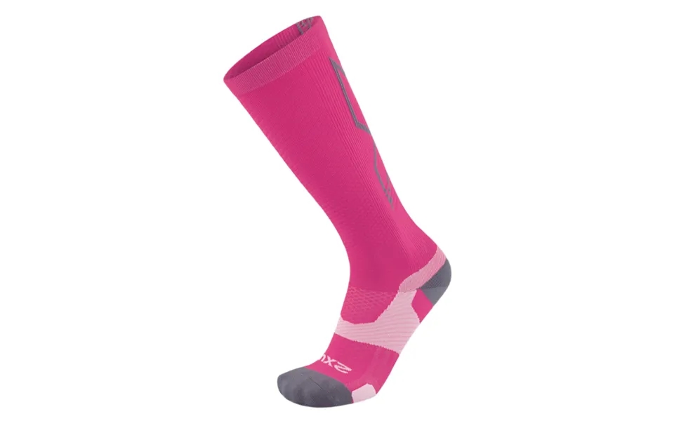 2xu Vectr Light Cushion Full Length Socks - Hot Pink Grey