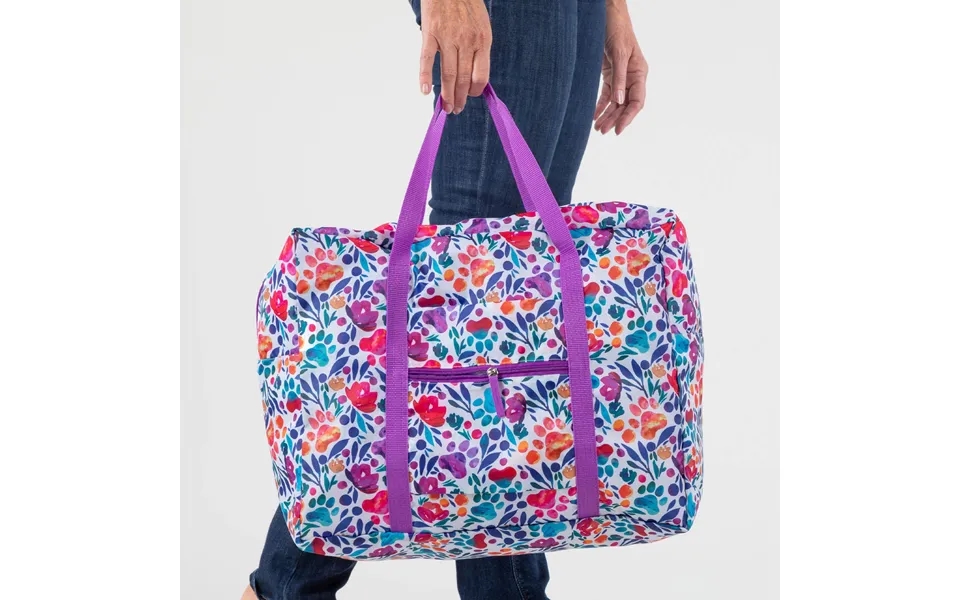 Adventure Awaits Packable Large Duffel Bag - Jewel Tone Paws