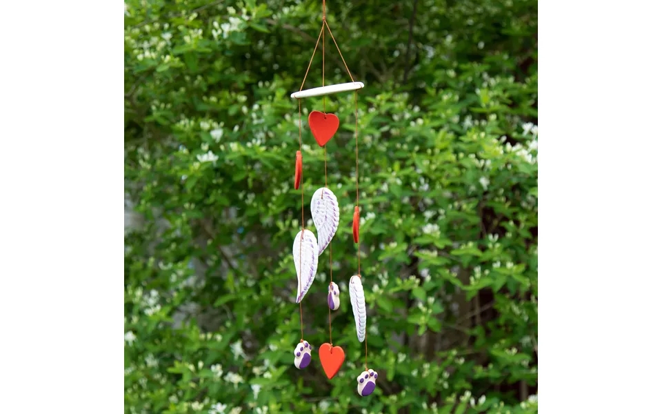 Always In My Heart Paw Print Ceramic Chime - Wings