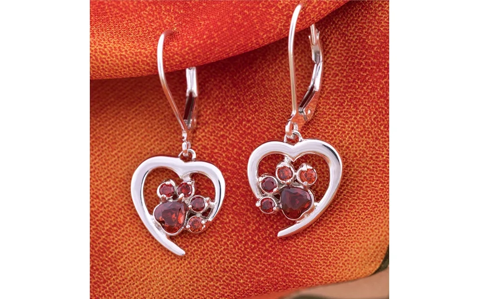 Always In My Heart Sterling Birthstone Paw Print Earrings - January