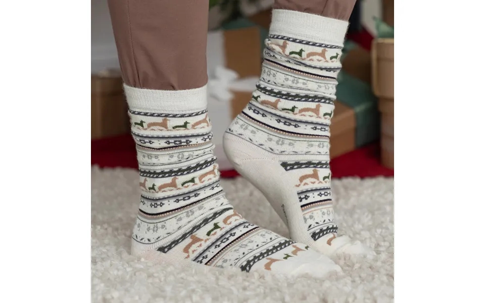 Baby Alpaca Fun Print Socks - Natural