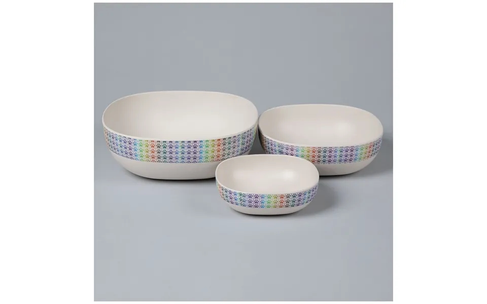 Bamboo Fiber Bowl Set - Rainbow Checkered Paws