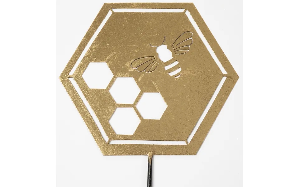 Bees & Honeycomb Gold Laser Cut Garden Stake - One Bee & Honeycomb