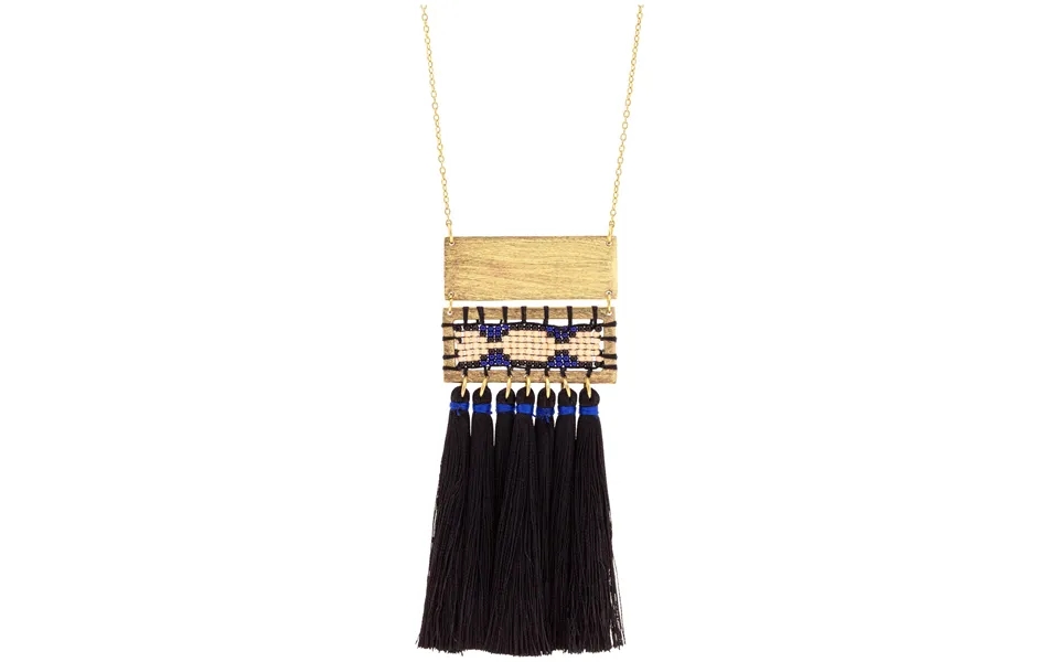 Boho Tassel & Bead Necklace - Black