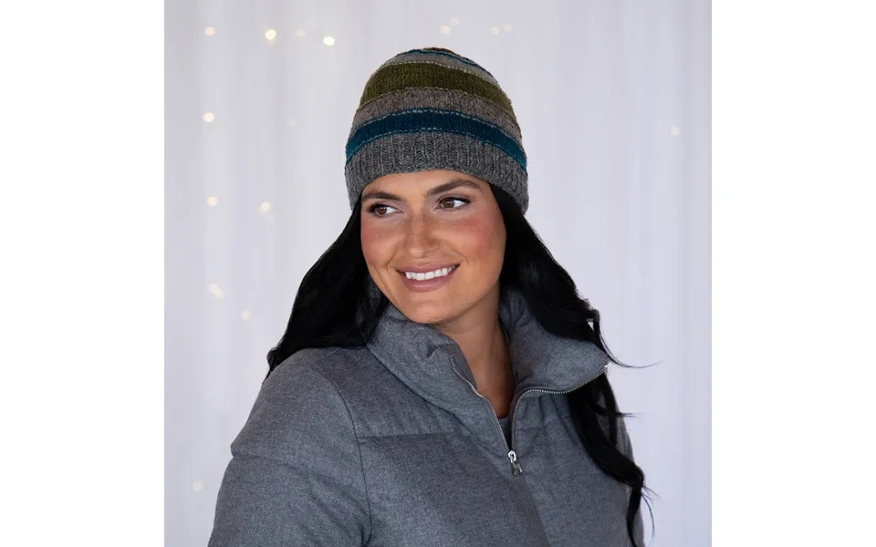 Bold Stripes Hand Knit Hat - Green Multi